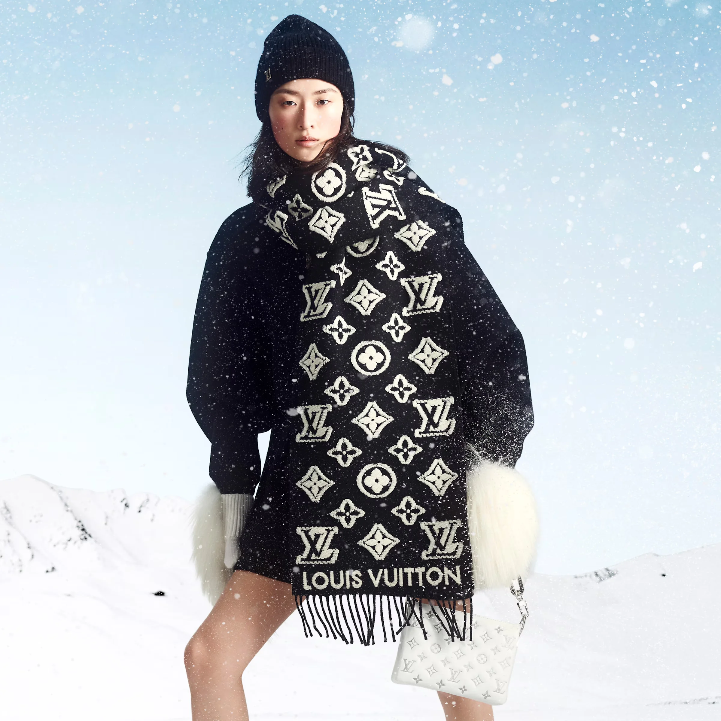 LV 3D Scarf - Black/White