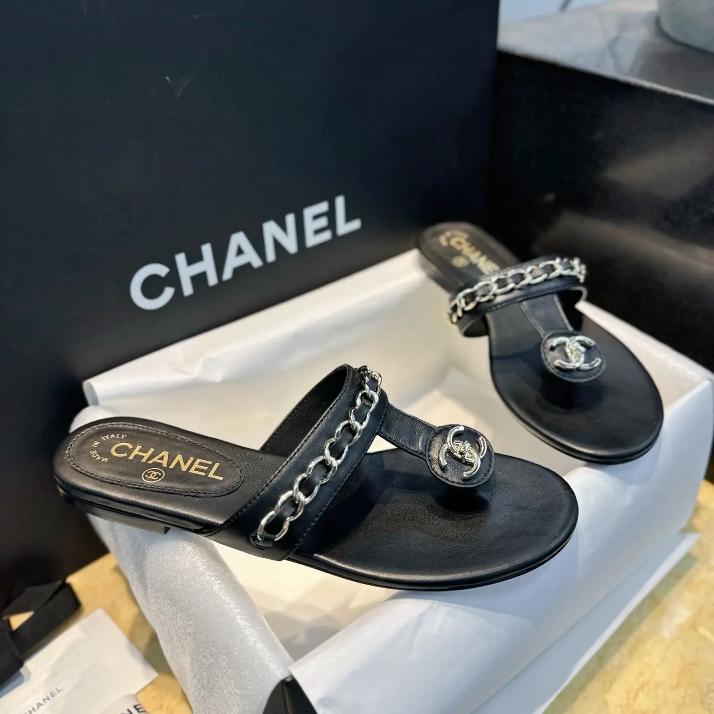 Chanel Chain Slippers