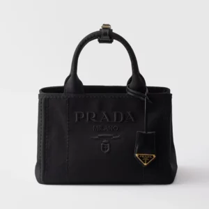 Prada Jardinière Small Cotton Canvas Handbag-Black