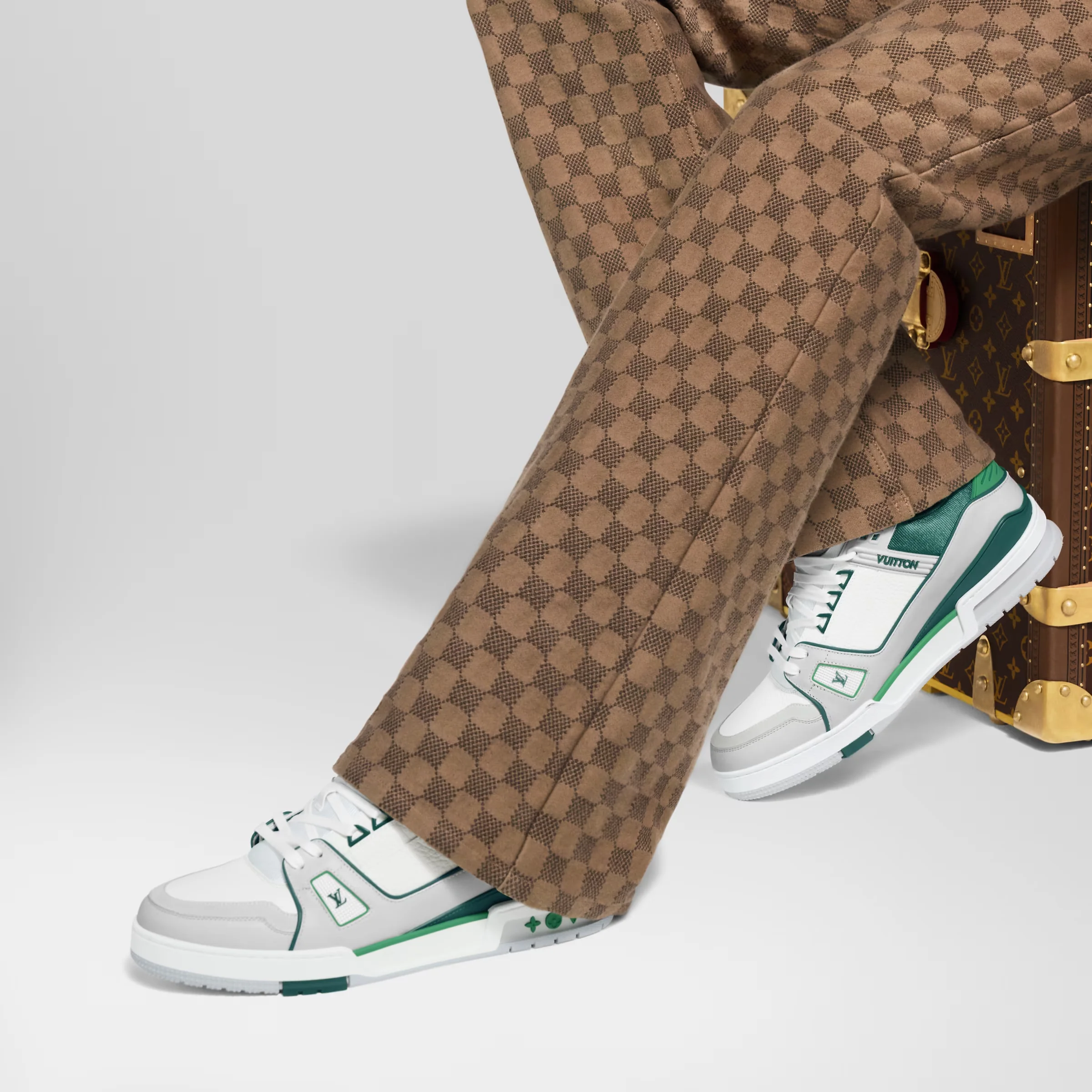 LV Trainer Sneakers – White/Green