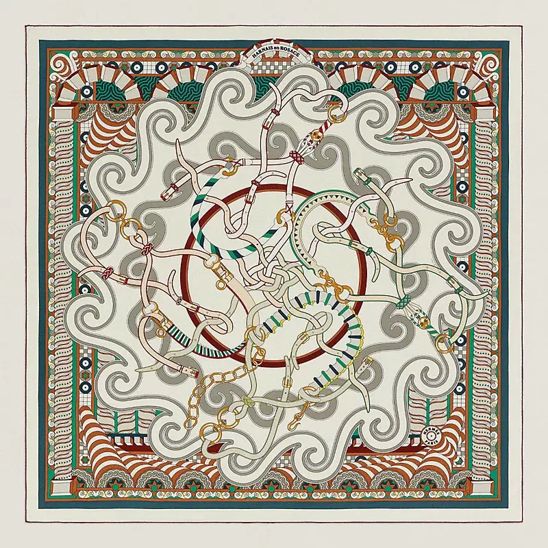 Hermès Harnais en Rosace Cashmere Shawl