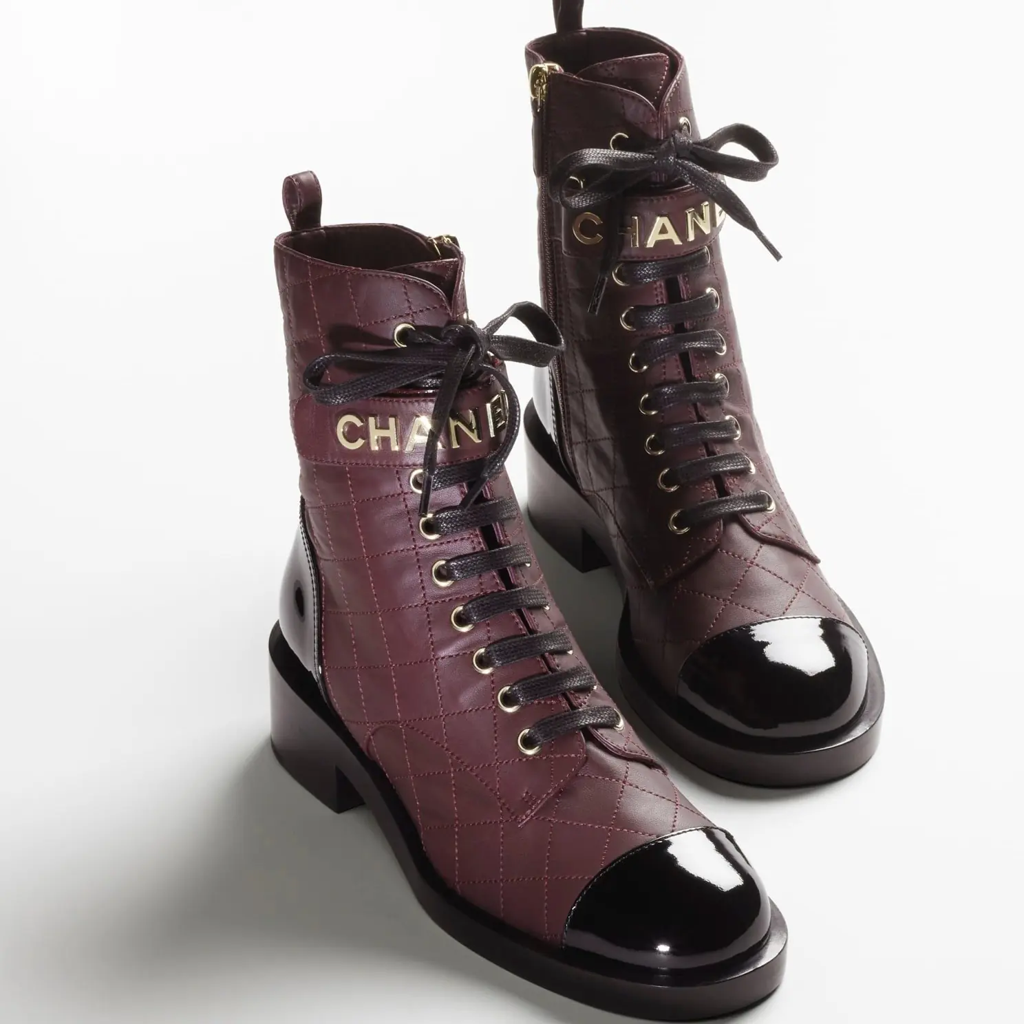 Chanel quilted combat boots