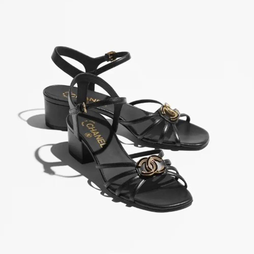 Chanel enamel rhinestone sandals