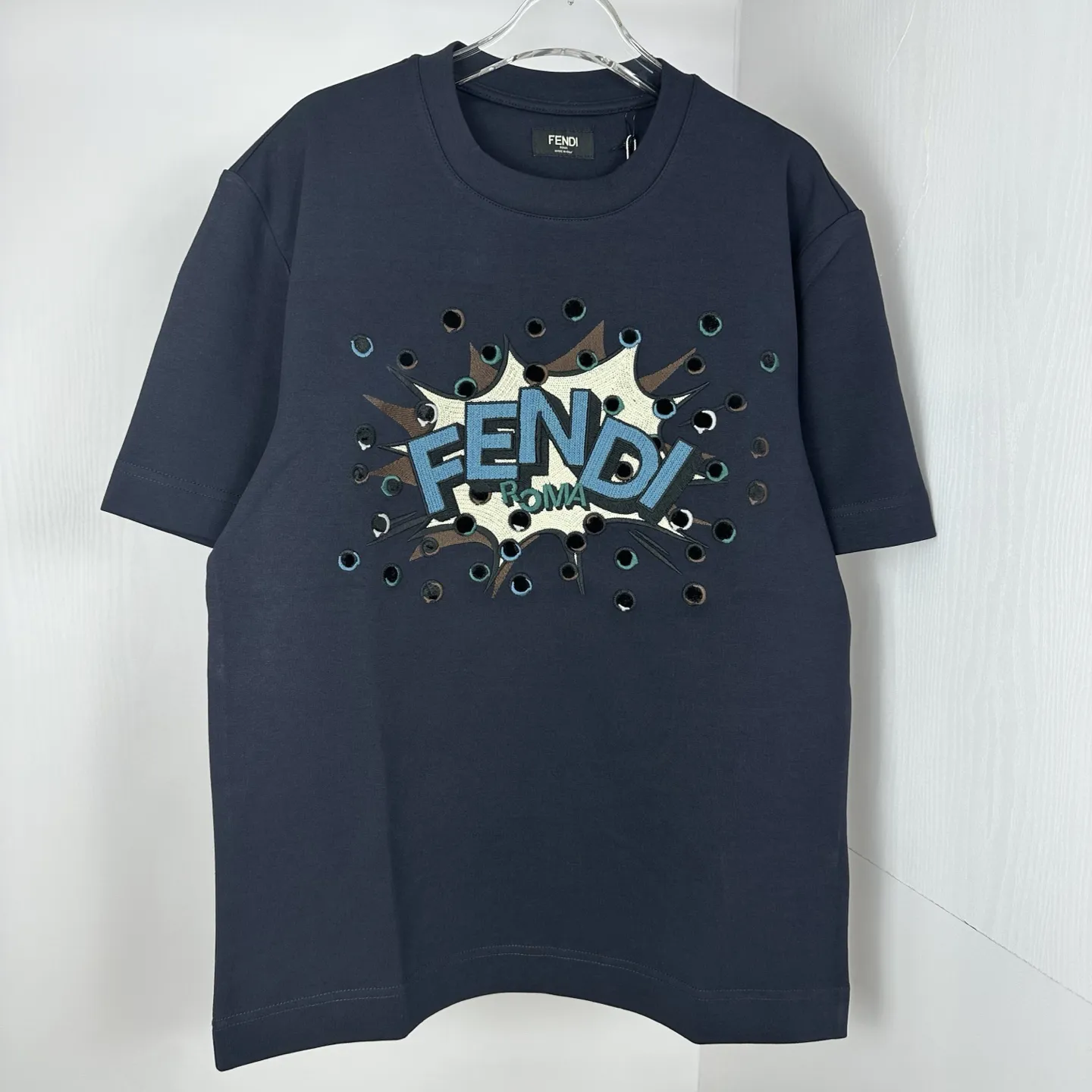 FENDI 2025 Embroidered Short-Sleeve T-Shirt