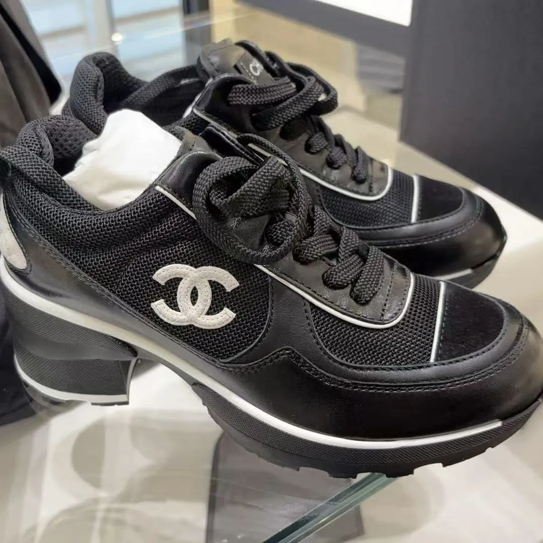 Chanel High-Heeled Sneakers – Black