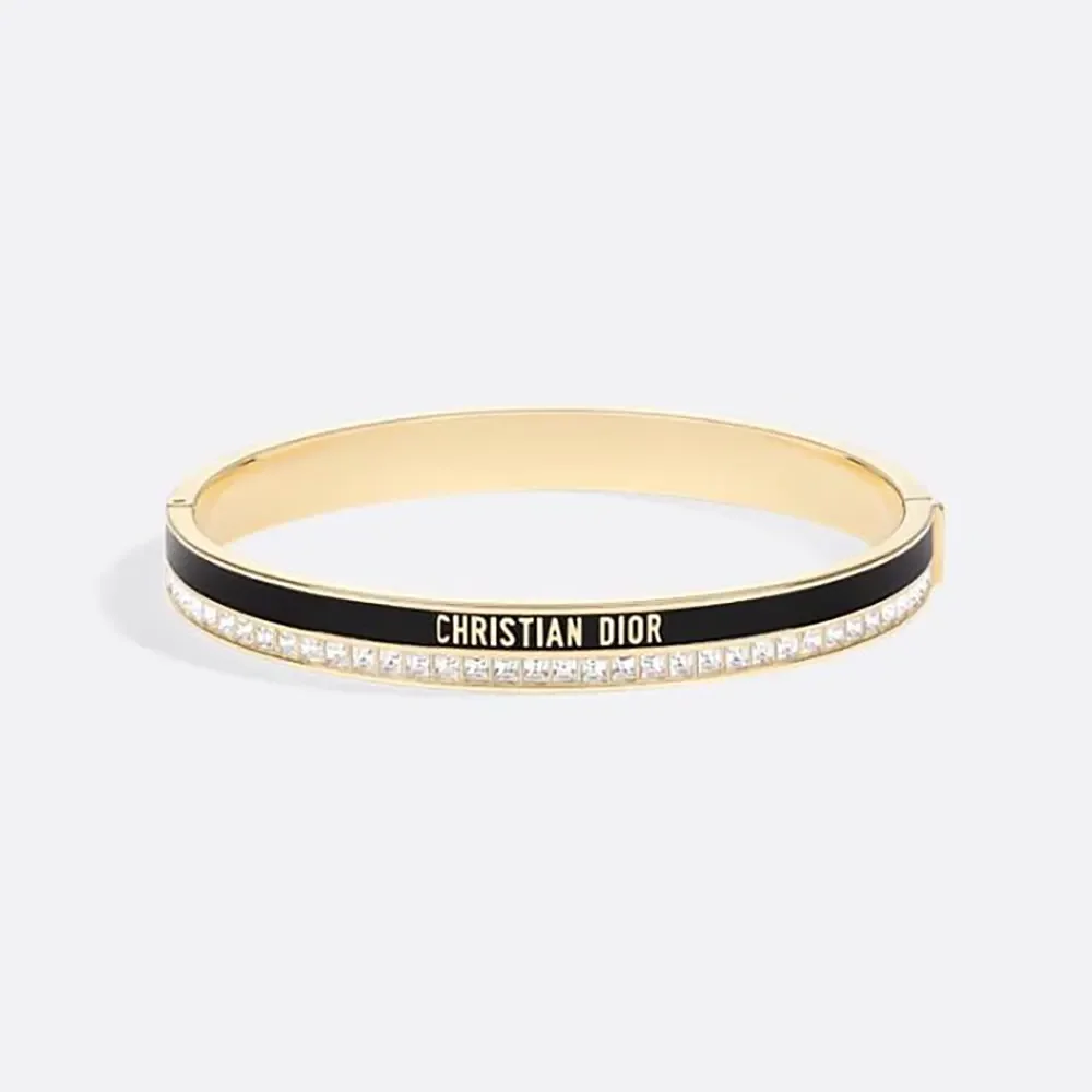Dior Women Night Code Bangle Gold-Finish Metal White Crystals and Black Lacquer