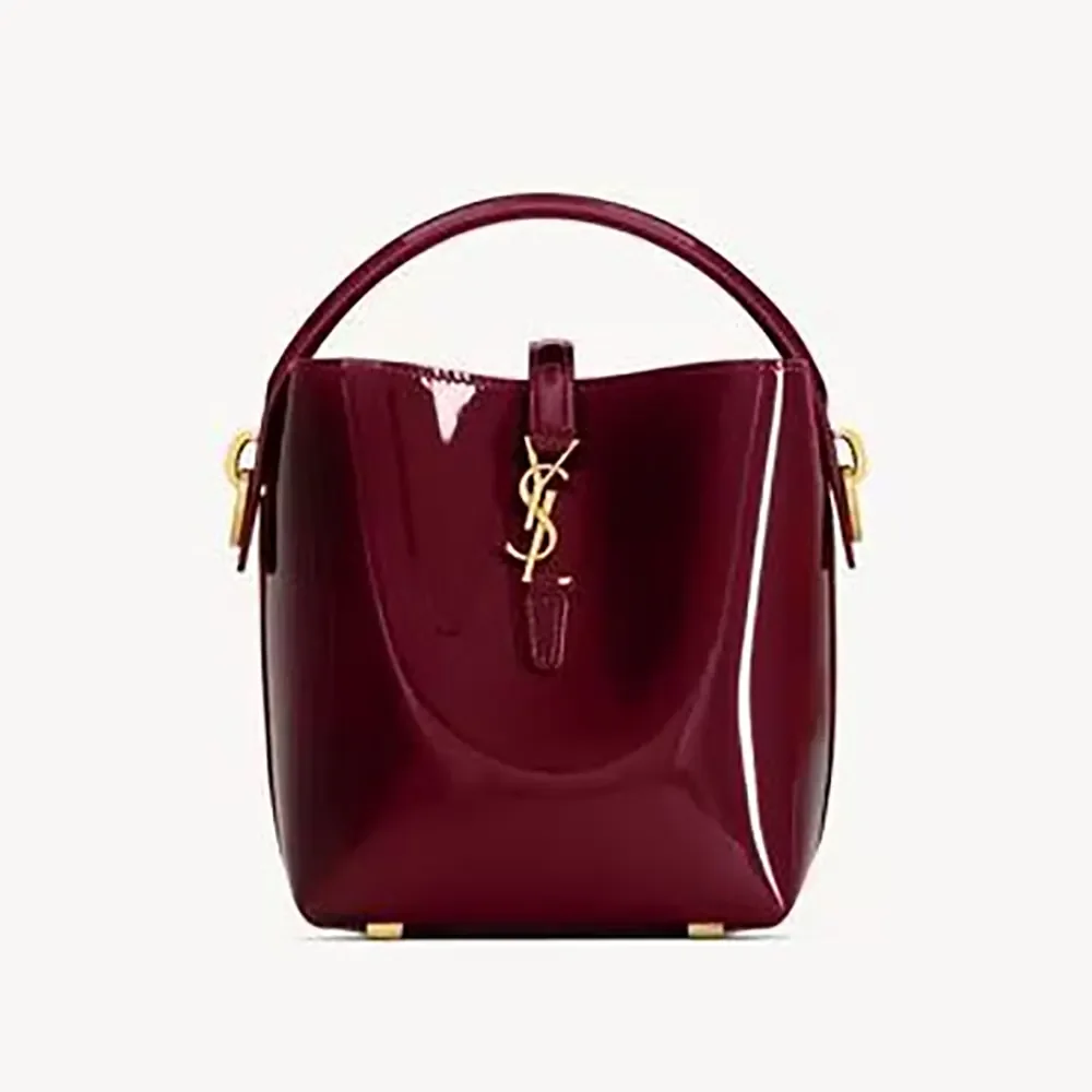 Saint Laurent YSL Women Le 37 Mini In Patent Leather-Maroon 765870AA
