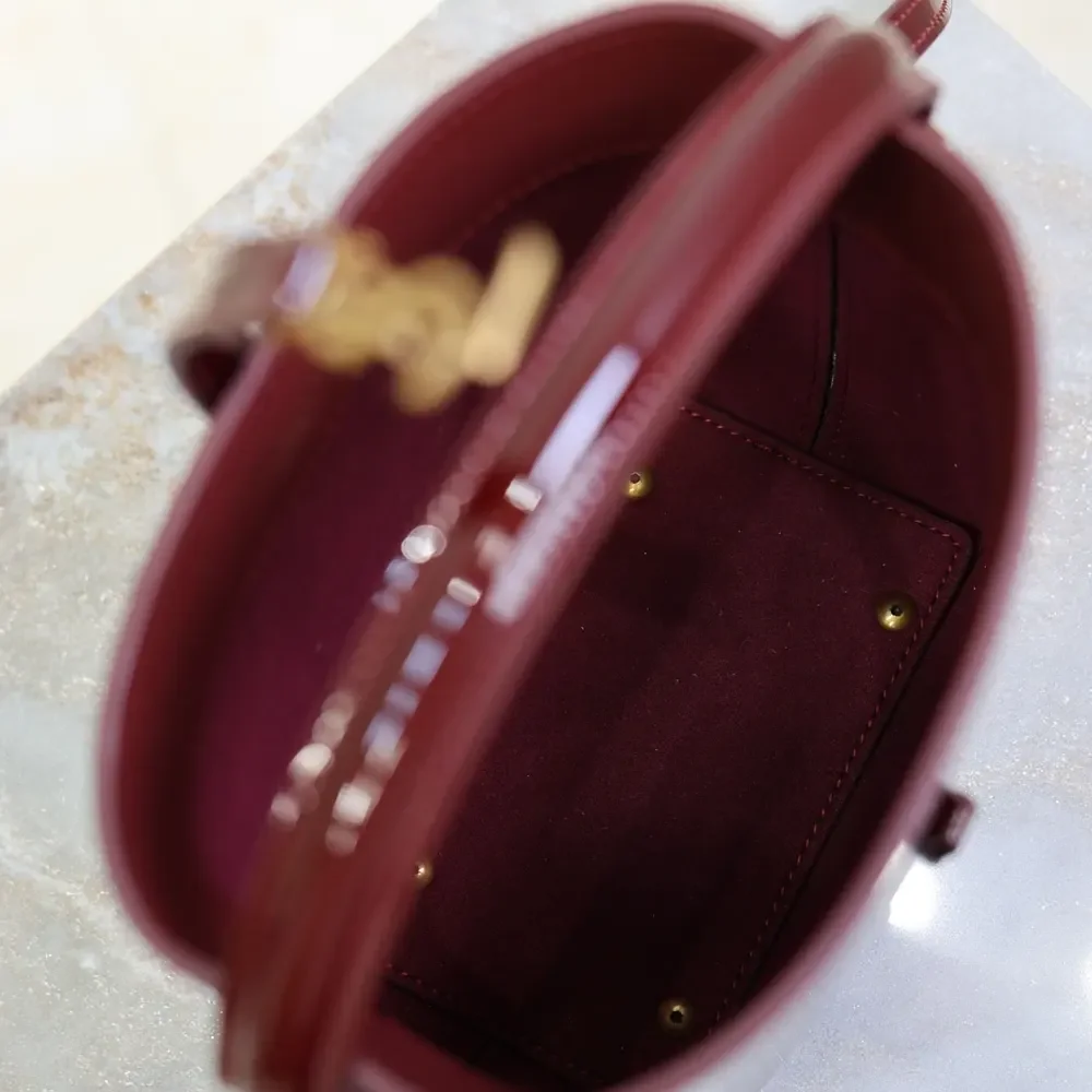 Saint Laurent YSL Women Le 37 Mini In Patent Leather-Maroon 765870AA - Image 10