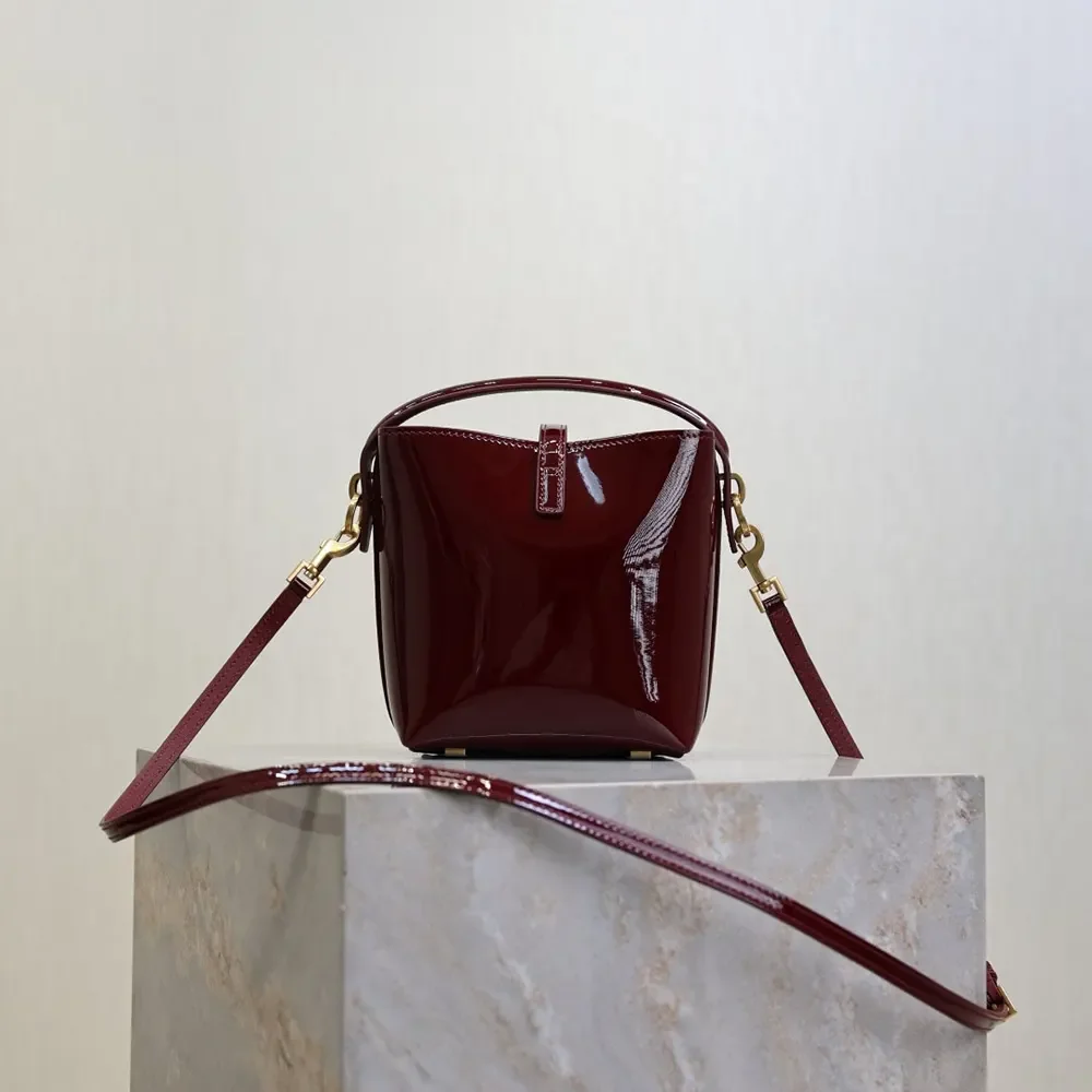 Saint Laurent YSL Women Le 37 Mini In Patent Leather-Maroon 765870AA - Image 3