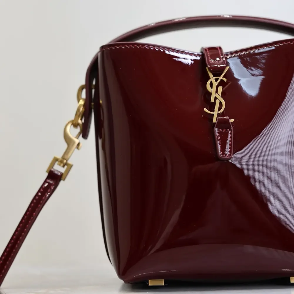 Saint Laurent YSL Women Le 37 Mini In Patent Leather-Maroon 765870AA - Image 7