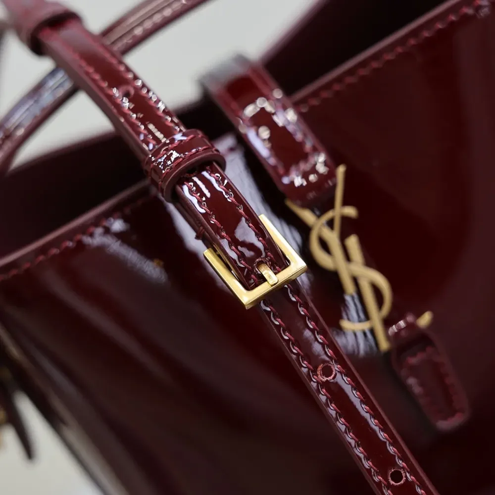 Saint Laurent YSL Women Le 37 Mini In Patent Leather-Maroon 765870AA - Image 9