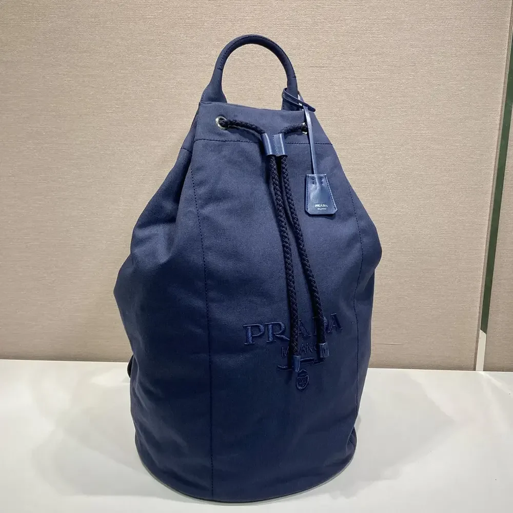 Prada Unisex Canvas Drawstring Duffle Bag-Navy 2VY0112CYA - Image 3