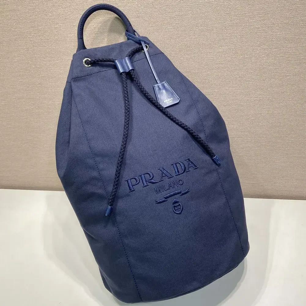 Prada Unisex Canvas Drawstring Duffle Bag-Navy 2VY0112CYA - Image 4