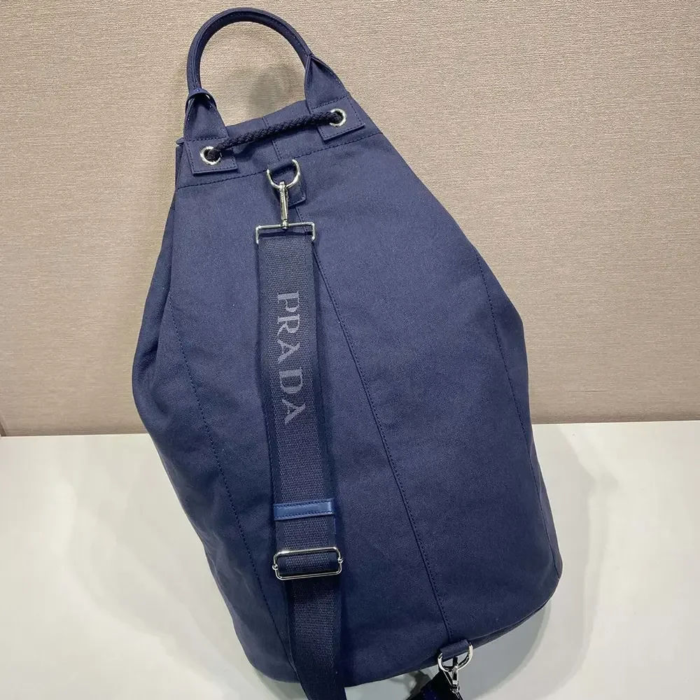 Prada Unisex Canvas Drawstring Duffle Bag-Navy 2VY0112CYA - Image 5