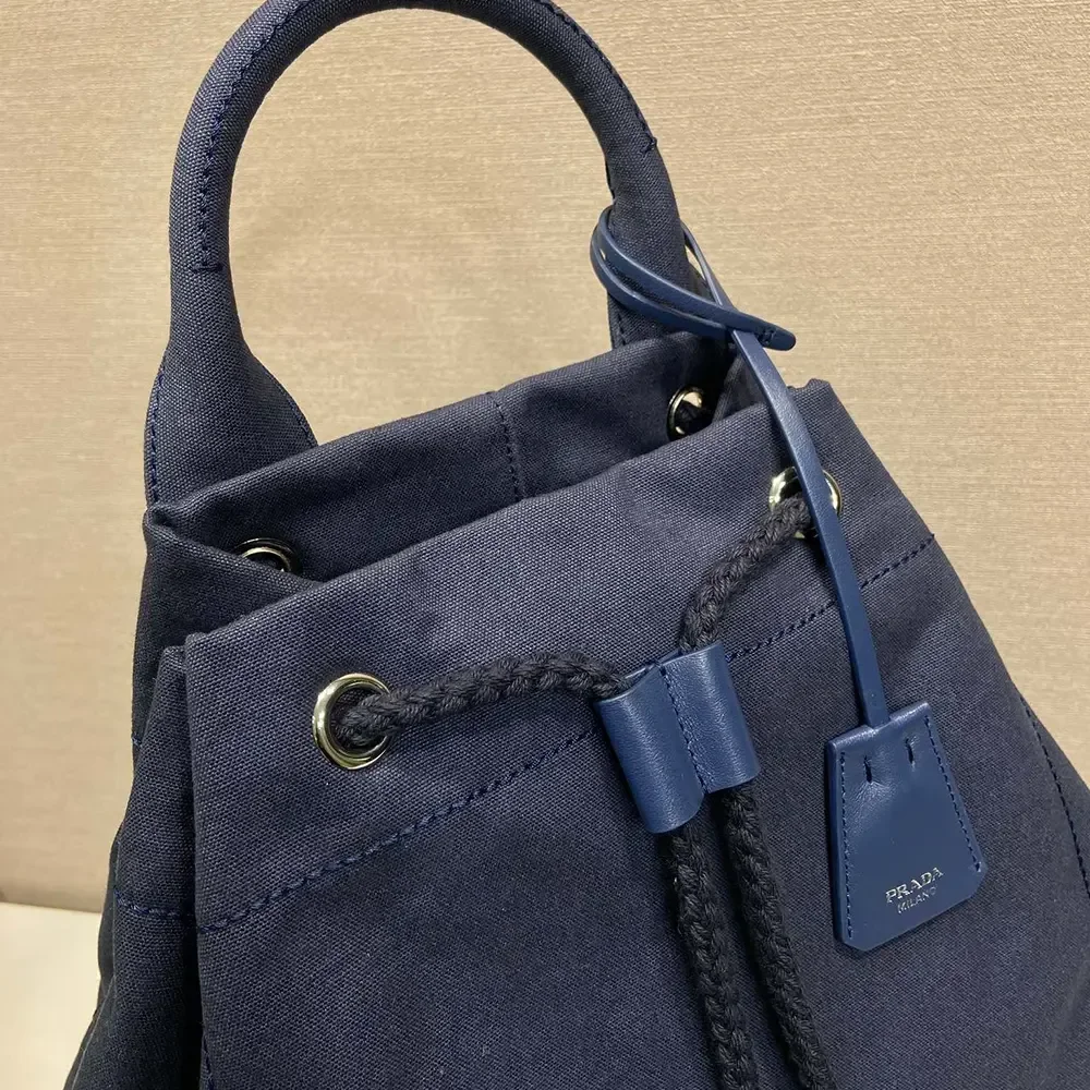 Prada Unisex Canvas Drawstring Duffle Bag-Navy 2VY0112CYA - Image 9
