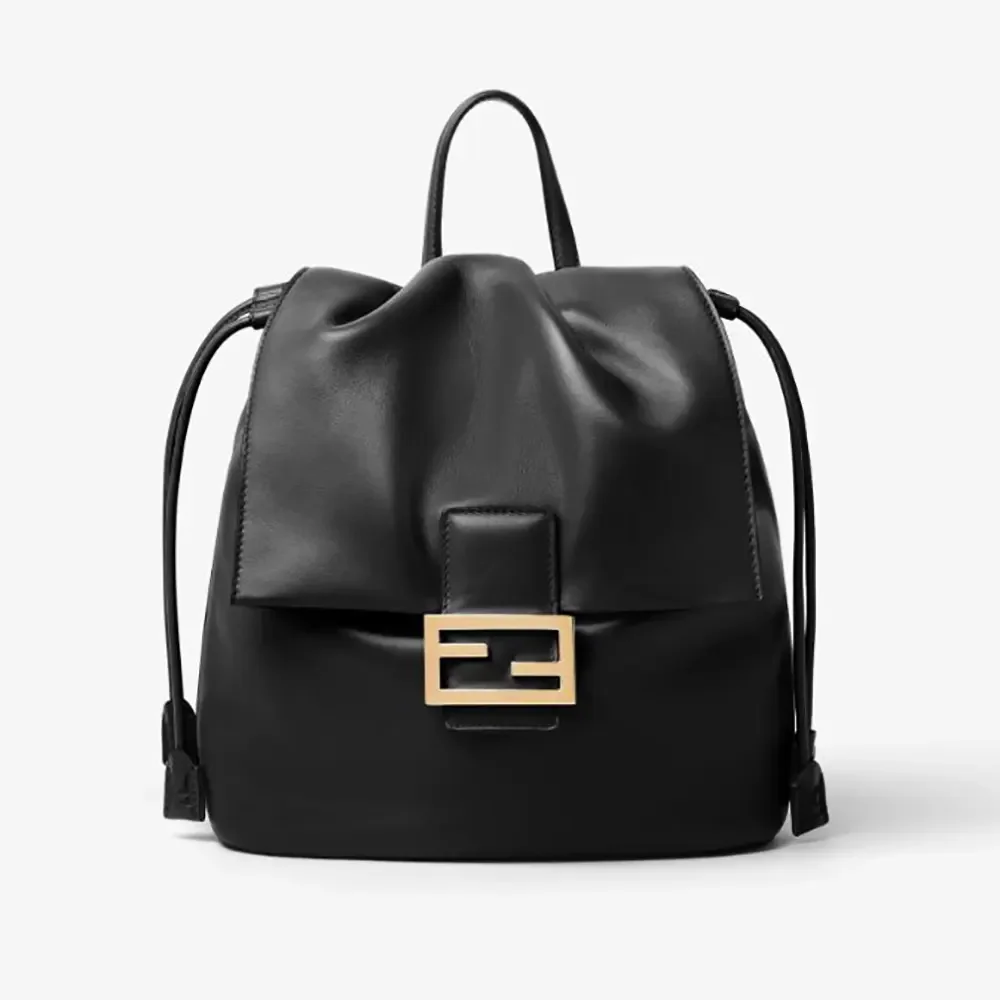 Fendi Women Cappuccino Black Leather Backpack 8BZ057A